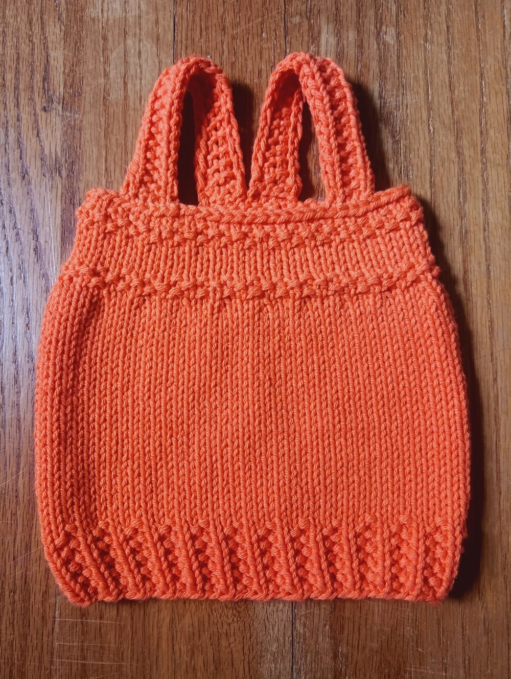 Handmade Hand Knit Baby Bright Orange Cotton Blend Racerback Tank Top Newborn NB